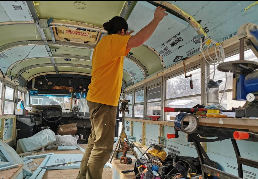 The Muss Bus - Roof Insulating - Bus Conversion